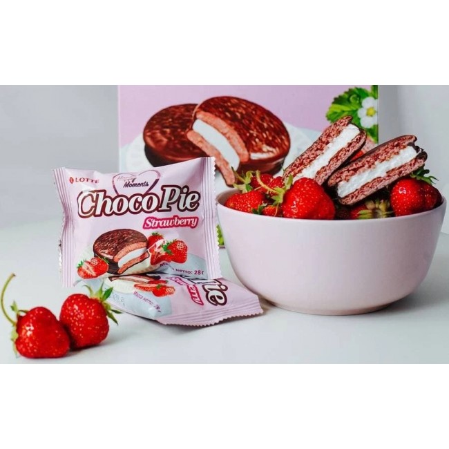 Lotte Choco Pie Strawberry Клубника