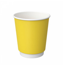 Бумажный двухслойный стакан для горячих напитков ProstoKap Желтый 250 мл диаметр 80 мм