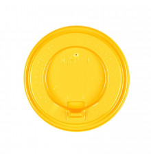 Пластиковая крышка для горячих напитков Желтая с отламываемым питейником d=80 мм