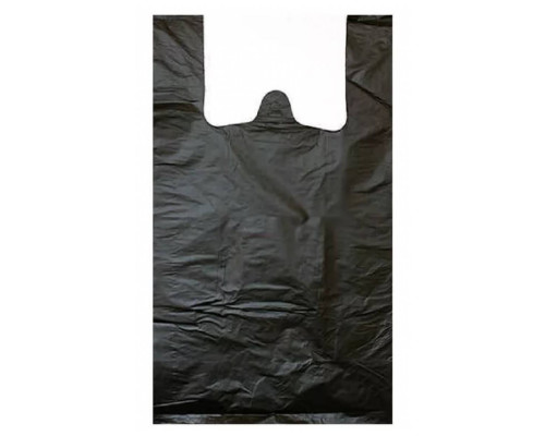 Пакет-майка Черный 25×45 cм толщиной 9 мкм без печати