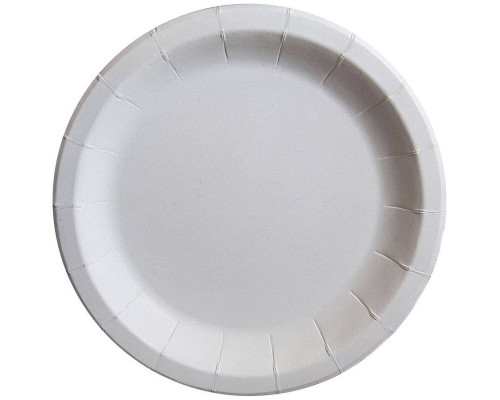 Тарелка бумажная белая с бортом мелованная d=230 мм