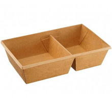 Двухсекционный картонный контейнер для еды OneClick 800 мл Kraft 120×200×55 мм