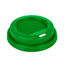 Пластиковая крышка с прорубным питейником Зеленая диаметр 80 мм для горячих напитков
