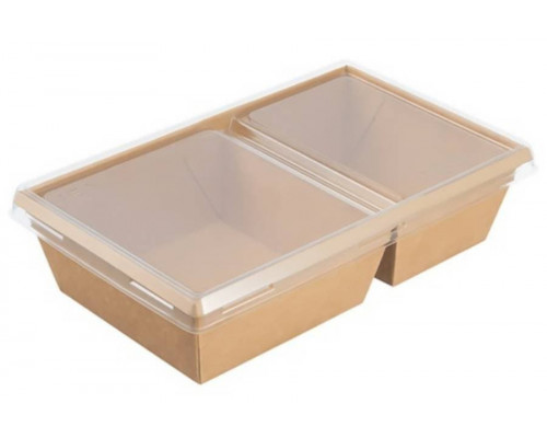 Двухсекционный картонный контейнер для еды OneClick 800 мл Kraft 120×200×55 мм