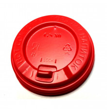 Пластиковая (PS) крышка Красная с отламываемым питейником для стаканов диаметром 80 мм