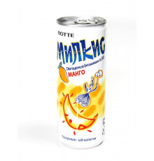 Газированный напиток Lotte Милкис Манго обогащенный витаминами A, C, D3 250 мл в жестяной банке