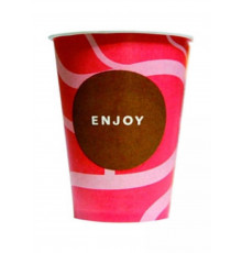 Бумажный однослойный стакан Huhtamaki SP9 Enjoy 200 / 260 мл для кофе и горячих напитков