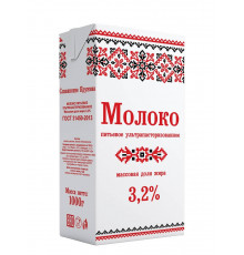 Молоко ультрапастеризованное Славянские кружева 3,2% БЗМЖ тетрапак 1 кг