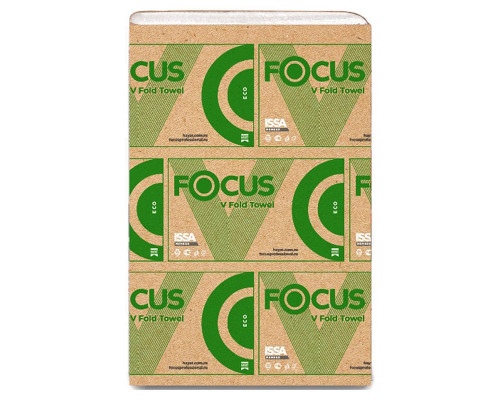 Бумажные однослойные полотенца Focus Eco 23×20,5 см V-сложение Белые для диспенсеров 200 шт/упак