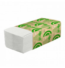 Бумажные однослойные полотенца Focus Eco 23×20,5 см V-сложение Белые для диспенсеров 200 шт/упак