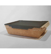 Салатник картон Крафт / Черный 165×120×45 мм 500 мл с крышкой
