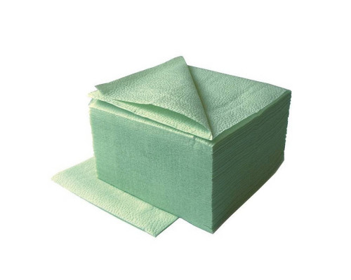 Одноразовые 1-слойные бумажные салфетки Complement Зеленые 24×24 см с тиснением 400 шт.