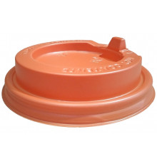 Пластиковая PS крышка для горячих напитков Оранжевая d=80 с закрытым клапаном