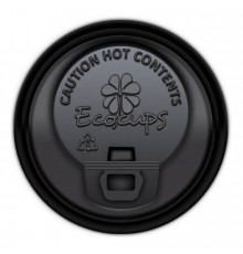 Крышка Чёрная PS с отламываемым клапаном Ecocups ∅ 80 мм для горячих напитков
