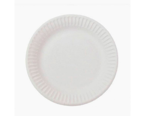 Тарелка бумажная белая Ромашка ламинированная d=180 мм