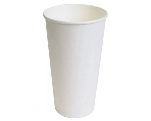 Однослойный БЕЛЫЙ бумажный стакан для холодных напитков 500 (600) мл диаметр 90 мм