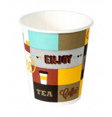 Бумажный однослойный стакан для кофе и горячих напитков Huhtamaki SP9 Enjoy Мозаика 200 /260 мл