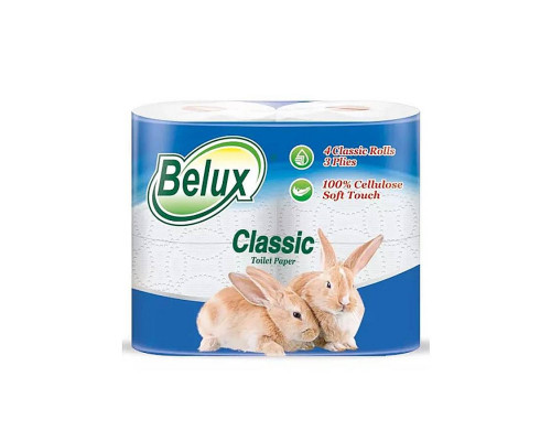 Туалетная бумага Belux CLASSIC двухслойная белая на втулке