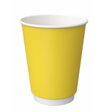 Бумажный двухслойный стакан для горячих напитков ProstoKap Желтый 350 мл диаметр 90 мм