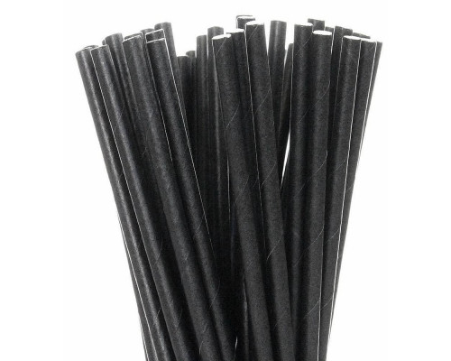 Коктейльные бумажные чёрные трубочки для бутылок 230 мм d=6 мм 250 шт.