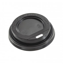 Черная PS крышка с открытым питейником для кофе и горячих напитков диаметром 74 мм