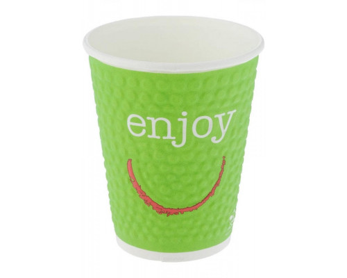 Бумажный 2-слойный стакан для кофе и горячих напитков Huhtamaki NDW9 Enjoy 200 / 260 мл