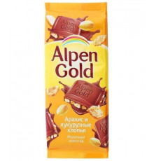 Шоколад Альпен Голд Арахис и Кукурузные Хлопья AlpenGold 90 г
