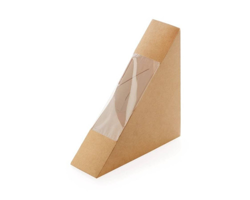 Картонная треугольная упаковка для сэндвича SANDWICH крафт 125×125×40 мм