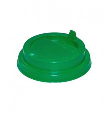 Пластиковая крышка для стаканов с отламываемым питейником Зелёная диаметром 80 мм для горячих напитк