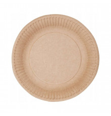 Тарелка бумажная Snack Plate крафт/ белая ламинированная ∅ 180 мм h=10 мм