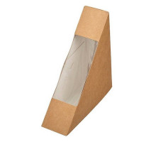 Контейнер бумажный для сэндвича Крафт /Белый 130×130×40 мм