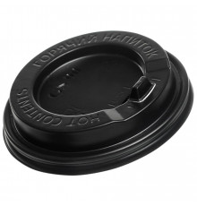 Пластиковая Чёрная крышка EcoCups с отламываемым клапаном для стакана диаметром 90 мм