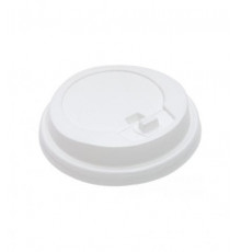 Пластиковая крышка Белая с отламываемым клапаном для стаканов d=80 мм по 100 шт.