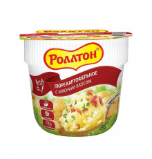 Роллтон Пюре картофельное с мясным вкусом 40 г СТАКАН
