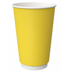 Бумажный двухслойный стакан для горячих напитков ProstoKap Желтый 450 мл диаметр 90 мм