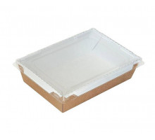 Крафт-картонный контейнер Box400 Крафт 450 мл 145×95×45 мм с прозрачной пластиковой крышкой