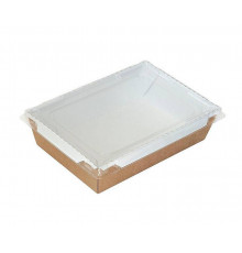 Крафт-картонный контейнер Box400 Крафт 450 мл 145×95×45 мм с прозрачной пластиковой крышкой