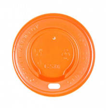 Пластиковая крышка для стаканов горячих напитков Оранжевая диаметром 80 мм