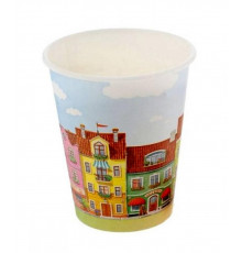 Бумажный однослойный стакан для кофе и горячих напитков Huhtamaki SP9 Город 200 / 260 мл