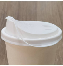 Крышка PP с заглушкой на поводке FLIP-TOP Белая ПТК для горячих напитков, диаметр 80 мм