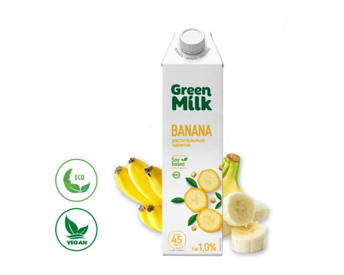 Напиток Green Milk Banana банановый на соевой основе 1000 мл