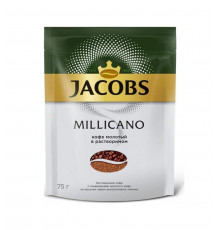 Растворимый кофе с молотым кофе ультратонкого помола Jacobs Millicano Якобс Миликано 75 г