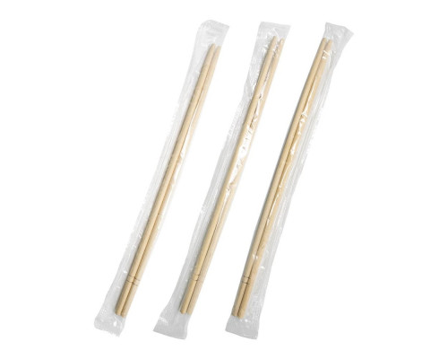 Деревянные палочки для еды 225 мм в индивидуальной прозрачной упаковке