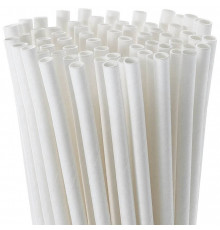 Коктейльные одноразовые бумажные трубочки Белые d=6 мм длина 200 мм по 250 шт. в пакете