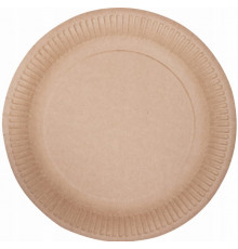 Тарелка бумажная Snack Plate крафт/ белая ламинированная d=230 мм h=10 мм