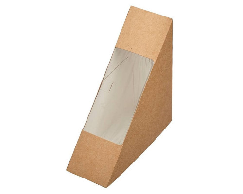 Картонная треугольная упаковка для сэндвича SANDWICH крафт 130×130×50 мм