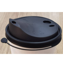 Крышка PP с заглушкой на поводке FLIP-TOP Черная ПТК для горячих напитков, диаметр 80 мм