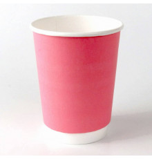 Бумажный стакан 2-слойный Розовый d=90 350 мл