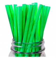 Коктейльные одноразовые бумажные трубочки ЛАЙМ зеленые 200 мм d=6 мм
