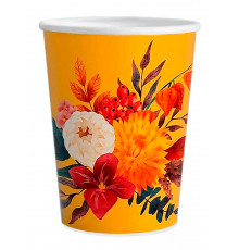 Бумажный двухслойный стакан для горячих напитков ProstoKap Цветы желтый 350 мл диаметр 90 мм